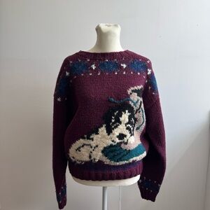 Woolrich Maroon Dog Print Sweater